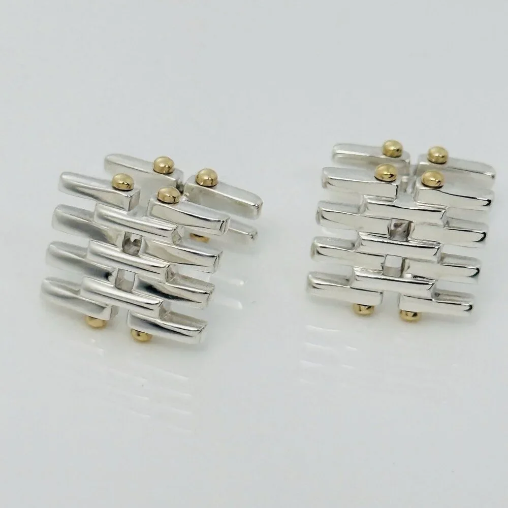 Tiffany Gatelink Cufflinks in 18K Yellow Gold and Sterling Silver